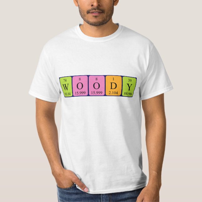 Camisa de nombre de tabla periódica Woody (Anverso)