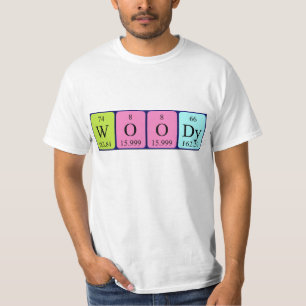 Camisa de nombre de tabla periódica Woody