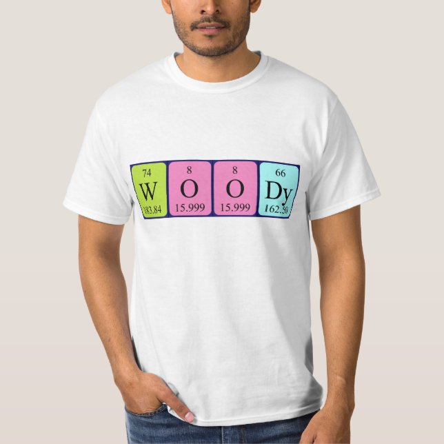 Camisa de nombre de tabla periódica Woody (Anverso)