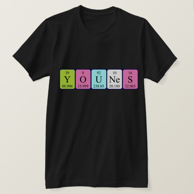 Camisa de nombre de tabla periódica Younes (Anverso del diseño)