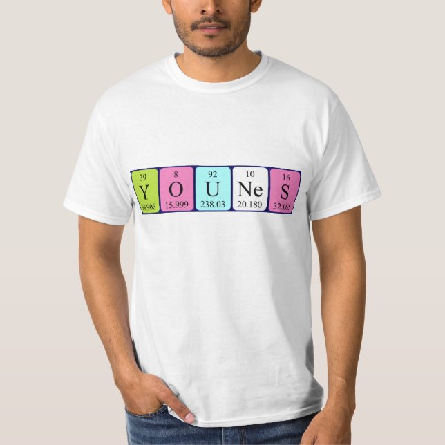 Camisa de nombre de tabla periódica Younes (Anverso)