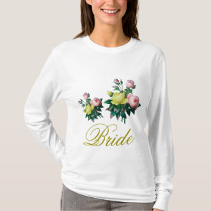 camisa de novia con flores de rosa vintage rosa y