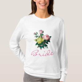 camisa de novia con flores rosadas y amarillas vin