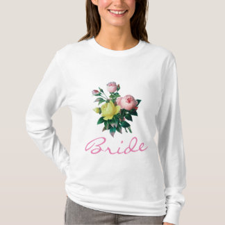 camisa de novia con flores rosadas y amarillas vin