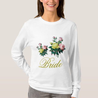 camisa de novia con flores rosadas y amarillas vin