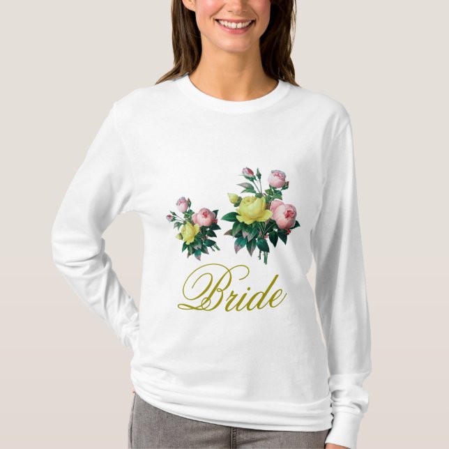 camisa de novia con flores rosadas y amarillas vin (Anverso)