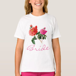 camisa de novia con flores rosadas y rojas antigua