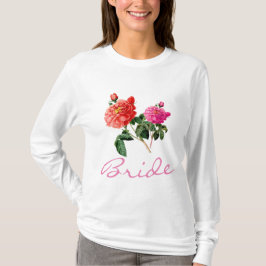 camisa de novia con flores rosadas y rojas antigua