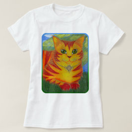 Camisa de oro del arte de la fantasía del gato de