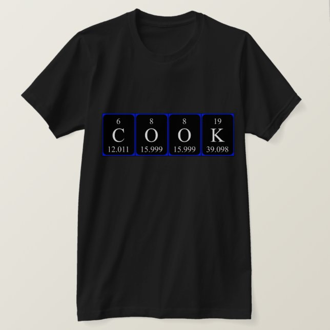 Camisa de palabras de tabla periódica de Cook (Anverso del diseño)