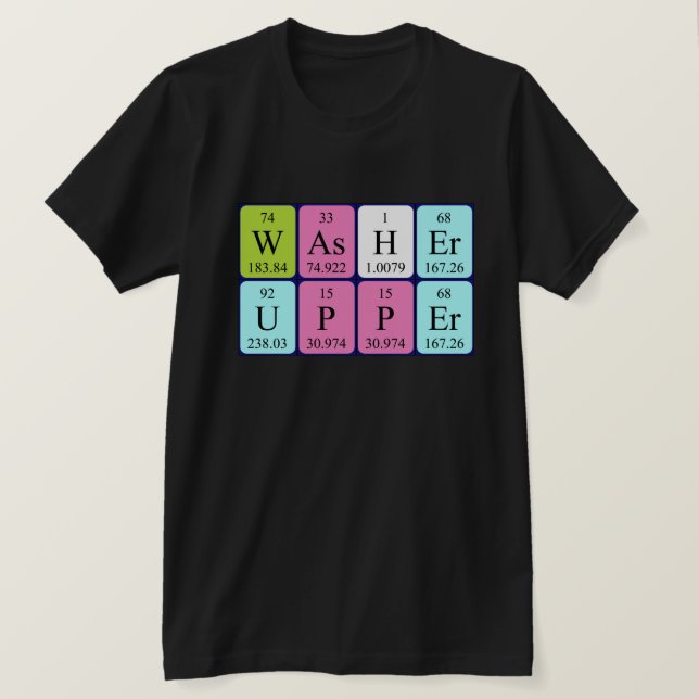 Camisa de palabras de tabla periódica de Washer (Anverso del diseño)
