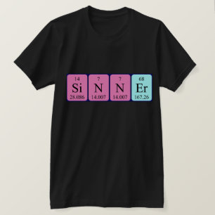 Camisa de palabras de tabla periódica Sinner