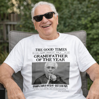 Camisa de periódico personalizada, abuelo del año