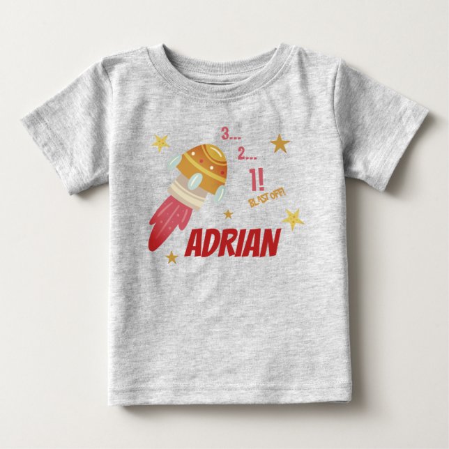 Camisa de Personalizable de cumpleaños espacial (Anverso)