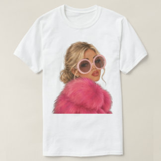 Camisa de piel sintética rosa de moda glamurosa ru