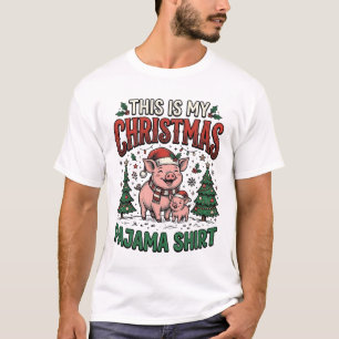 Camisa de pijama de Navidad Cerdo lindo Vector Des