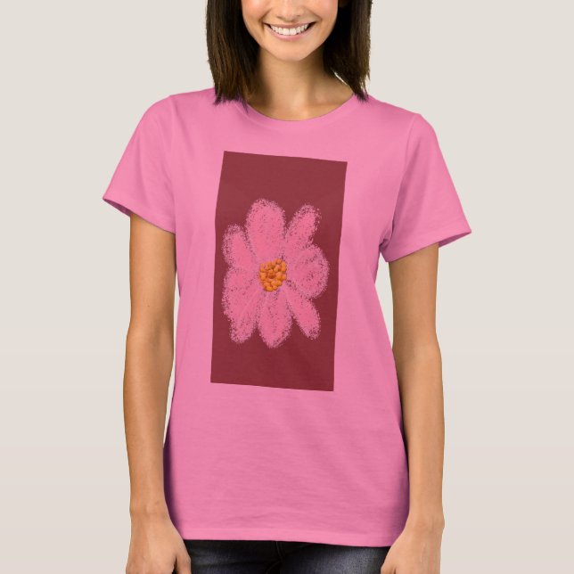 camisa de pintura de flor rosa (Anverso)