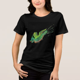 camisa de pintura de pájaro verde