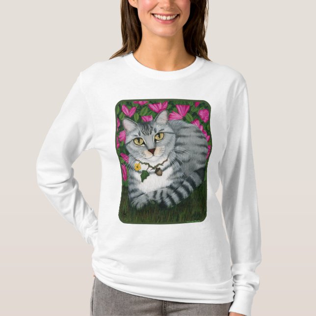 Camisa de plata del arte de la fantasía del gato (Anverso)