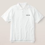 Camisa de polo clásica Mens Groom<br><div class="desc">Esta bonita camisa clásica de polo para el Groom se muestra en el color blanco con letras negras bordadas. Personalizar este artículo o compra como se muestra.</div>
