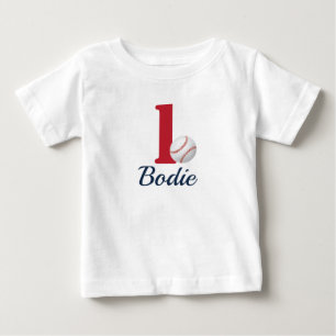Camisa de primer cumpleaños de béisbol con número 