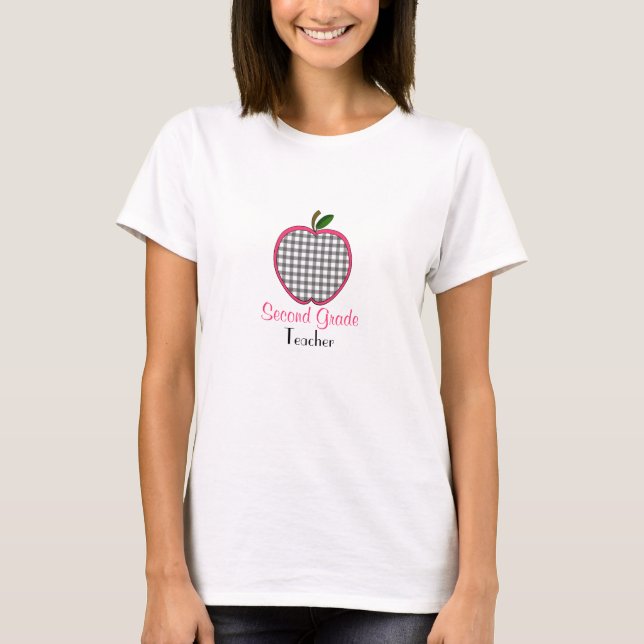 Camisa de profesor de segundo grado - Gray Gingham (Anverso)