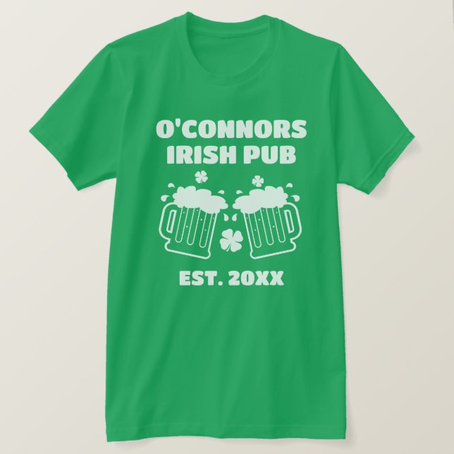 Camisa de pub irlandés verde personalizado para el (Anverso del diseño)