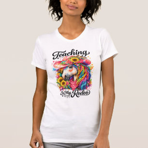 Camisa de Rodeo para Maestros, Tee de Vaquera Flor