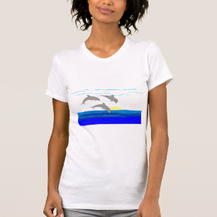Camisa de salto de los delfínes de la puesta del