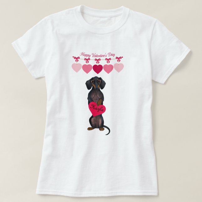 Camisa de San Valentín Dachshund Personalizada De  (Diseño del anverso)