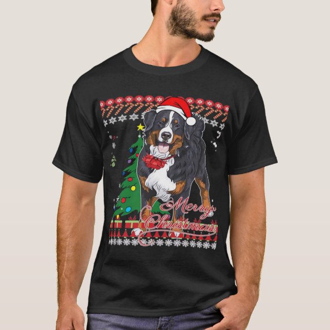 Camisa de suéter de Navidad fea del perro de la mo (Anverso)