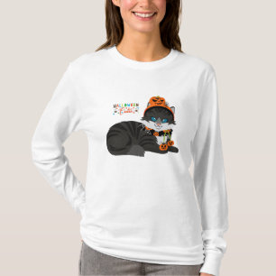 Camisa de té Black Cat Halloween