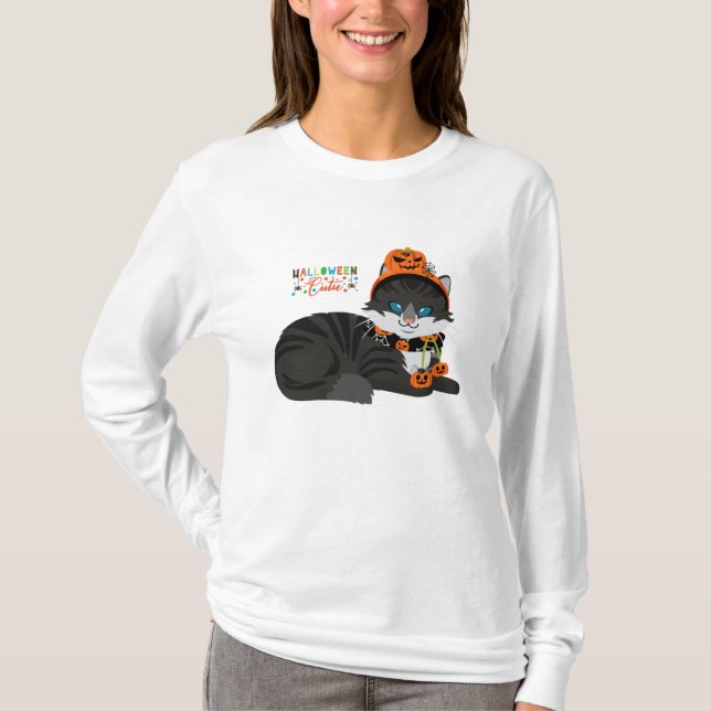 Camisa de té Black Cat Halloween (Anverso)
