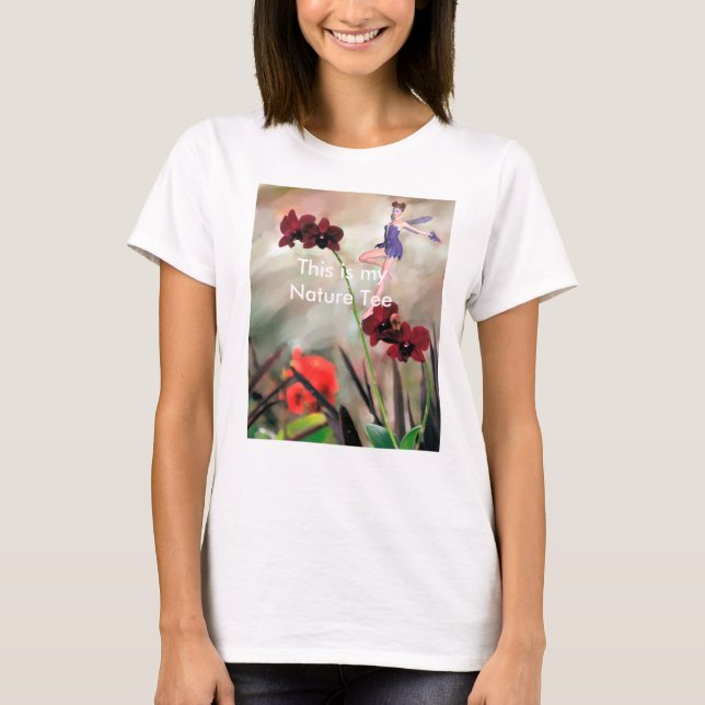 Camisa de té natural con hadas y flores (Anverso)