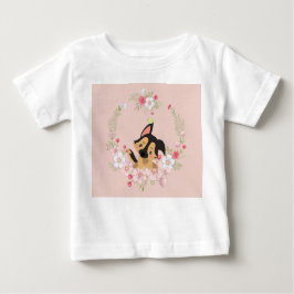 Camisa de té para niña con perro, pájaro y flores