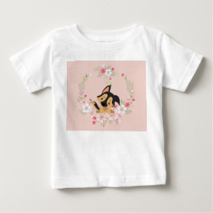 Camisa de té para niña con perro, pájaro y flores