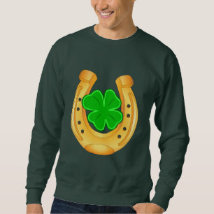Camisa de trébol de cuatro hojas de herradura dora