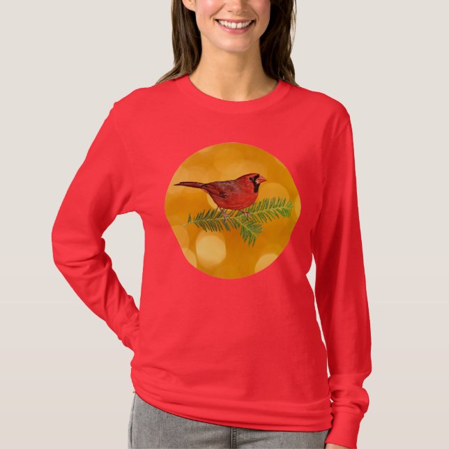 Camisa de vacaciones de arte de aves del cardenal  (Anverso)