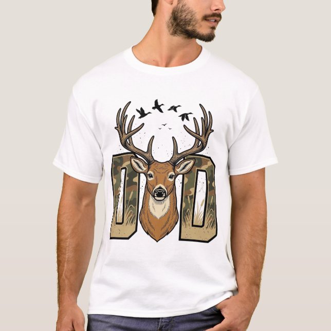 Camisa de vector de diseño de caza de ciervos Camo (Anverso)