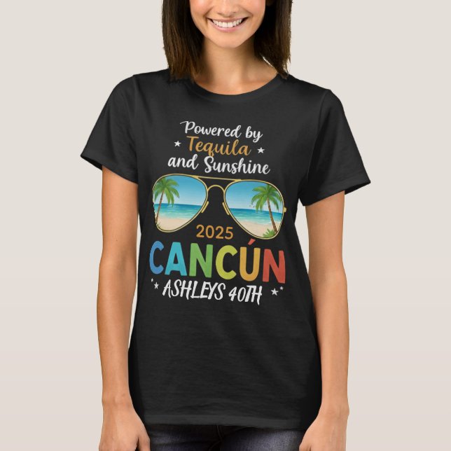 Camisa de viaje de cumpleaños de Cancún - Nombre y (Anverso)