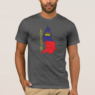 Camisa del Bandera-Mapa de Liechtenstein