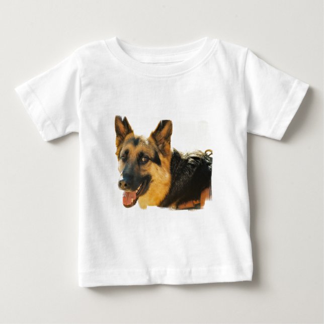Camisa del bebé de la foto del perro de pastor (Anverso)