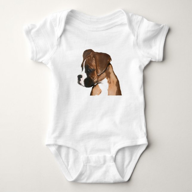 Camisa del bebé del perrito del boxeador (Anverso)