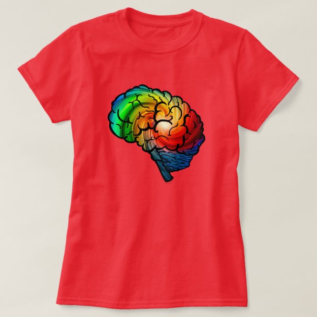 Camisa del cerebro del arco iris del orgullo de (Diseño del anverso)