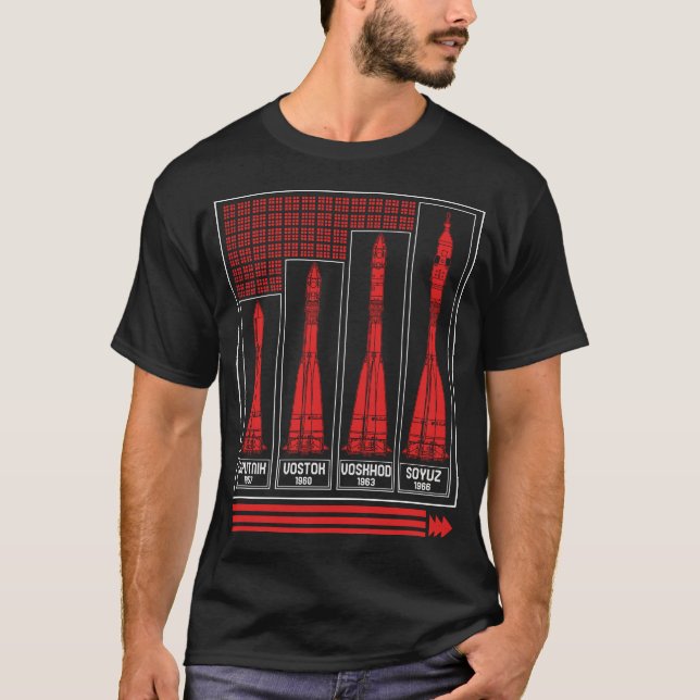 Camisa del comunismo, cohete espacial Soyuz Rusia (Anverso)