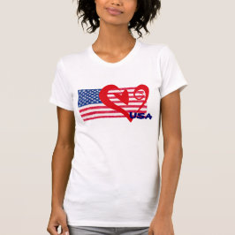 Camisa del corazón de la bandera de los E.E.U.U.