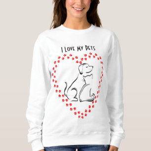 Camisa del corazón de Pawprint del perro y del
