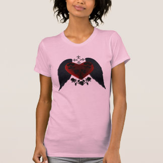 Camisa del corazón del Gótico de ala negra