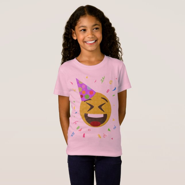 Camisa del cumpleaños de la emoji - emoji feliz de (Anverso completo)