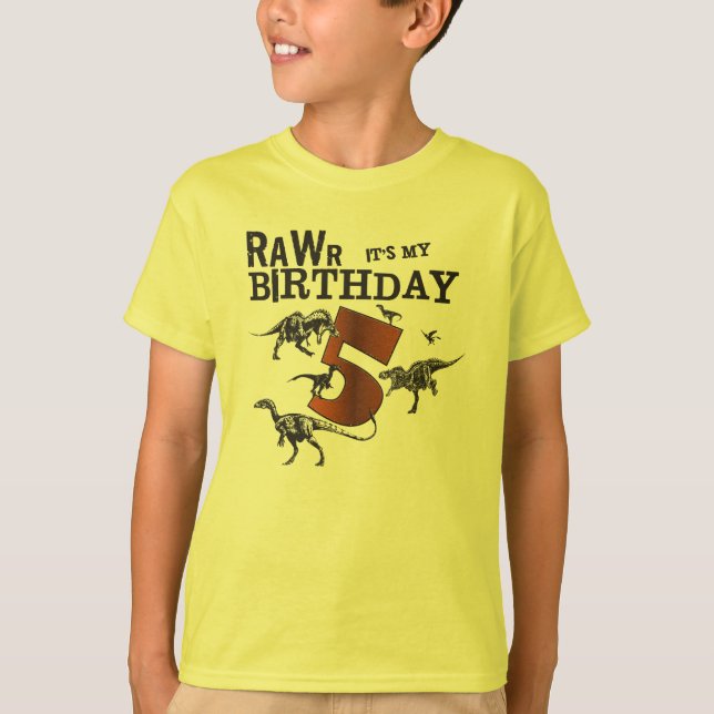 Camisa del cumpleaños del dinosaurio de Rawr (Anverso)